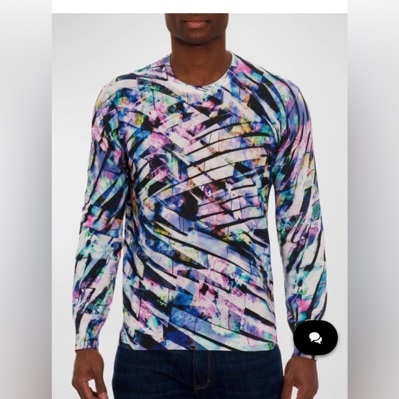 Robert Graham Time Traveller Cotton Linen Abstract Print Sweater Size M - Picture 2 of 6